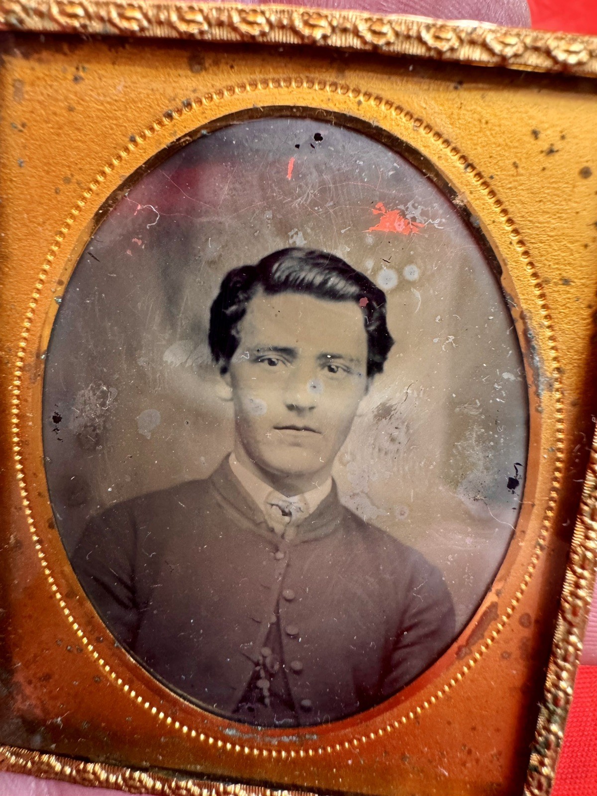 Antique 1/9 Plate Ambrotype Early Civil War Confederate Soldier Uniform Photo NC