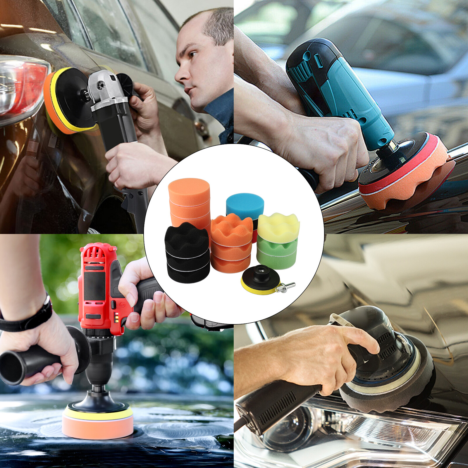 19pc 3" Car Buffing Pads Polishing Sponge Set Waxing Foam Polisher Kit for Drill