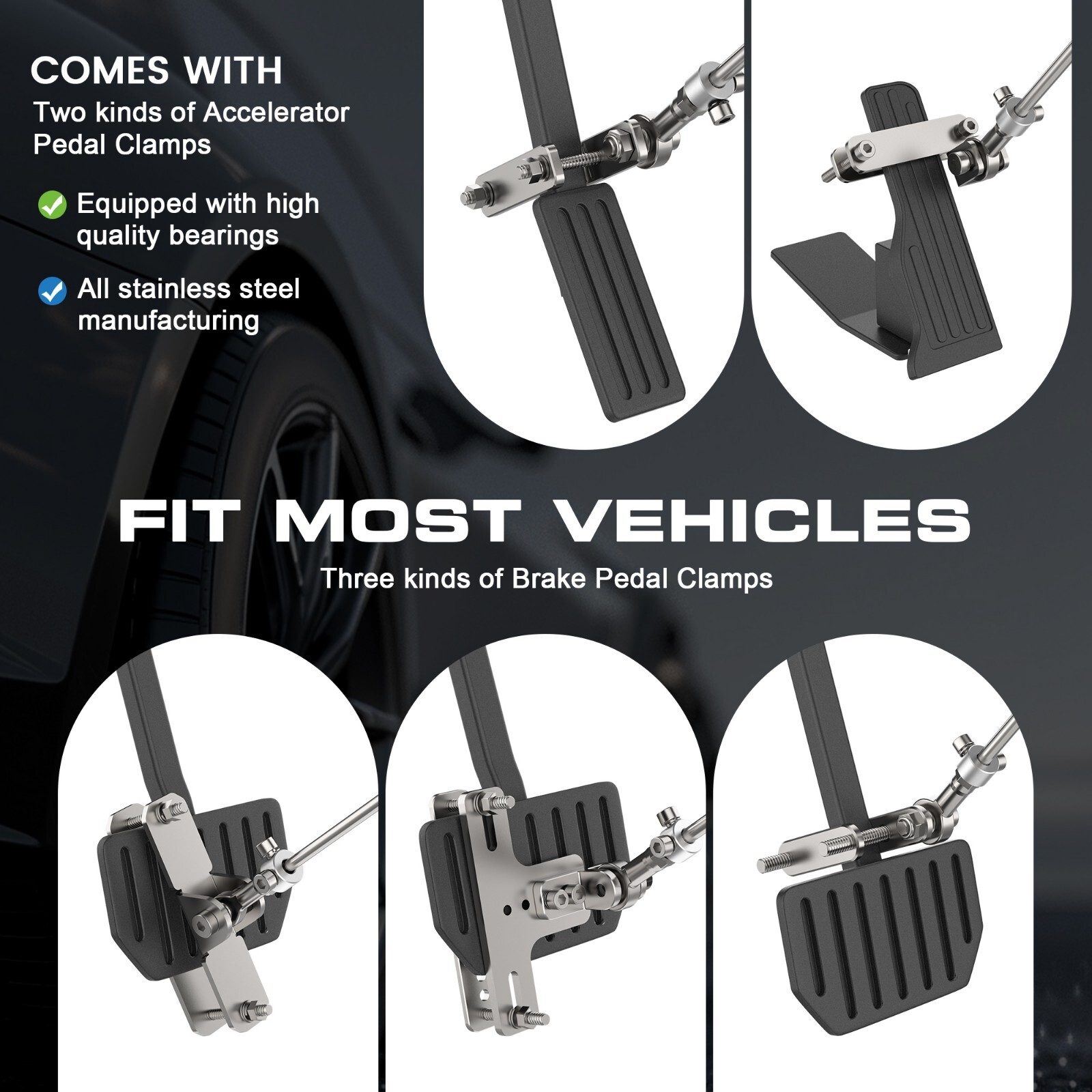 Fixed Hand Controls Permanent Device for Injured Disabled Handicap Drivers
