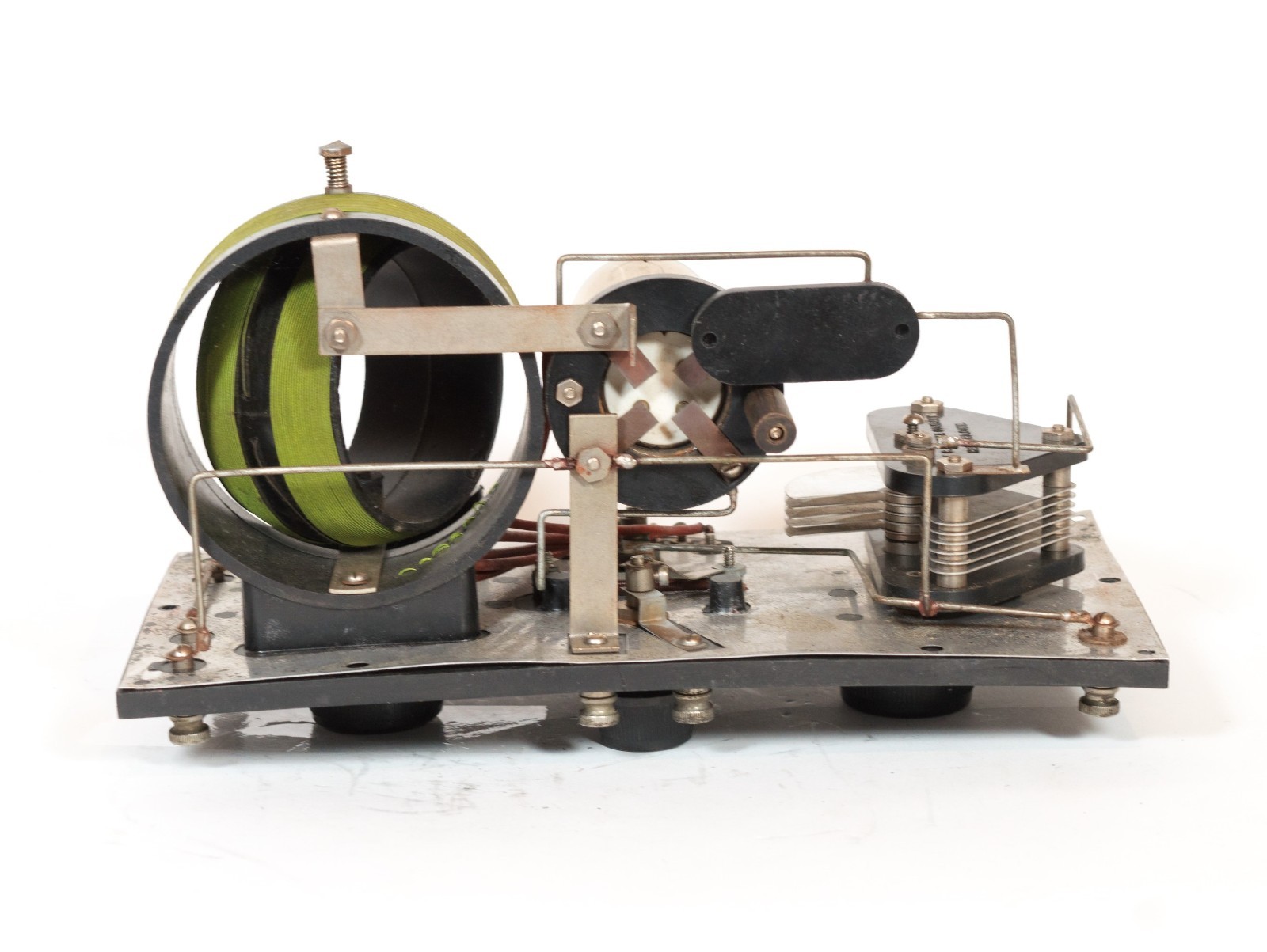 Excellent 1922 Tuska 224 Radio w/Kellogg Headset & Amber Glass 201 Tube * Works