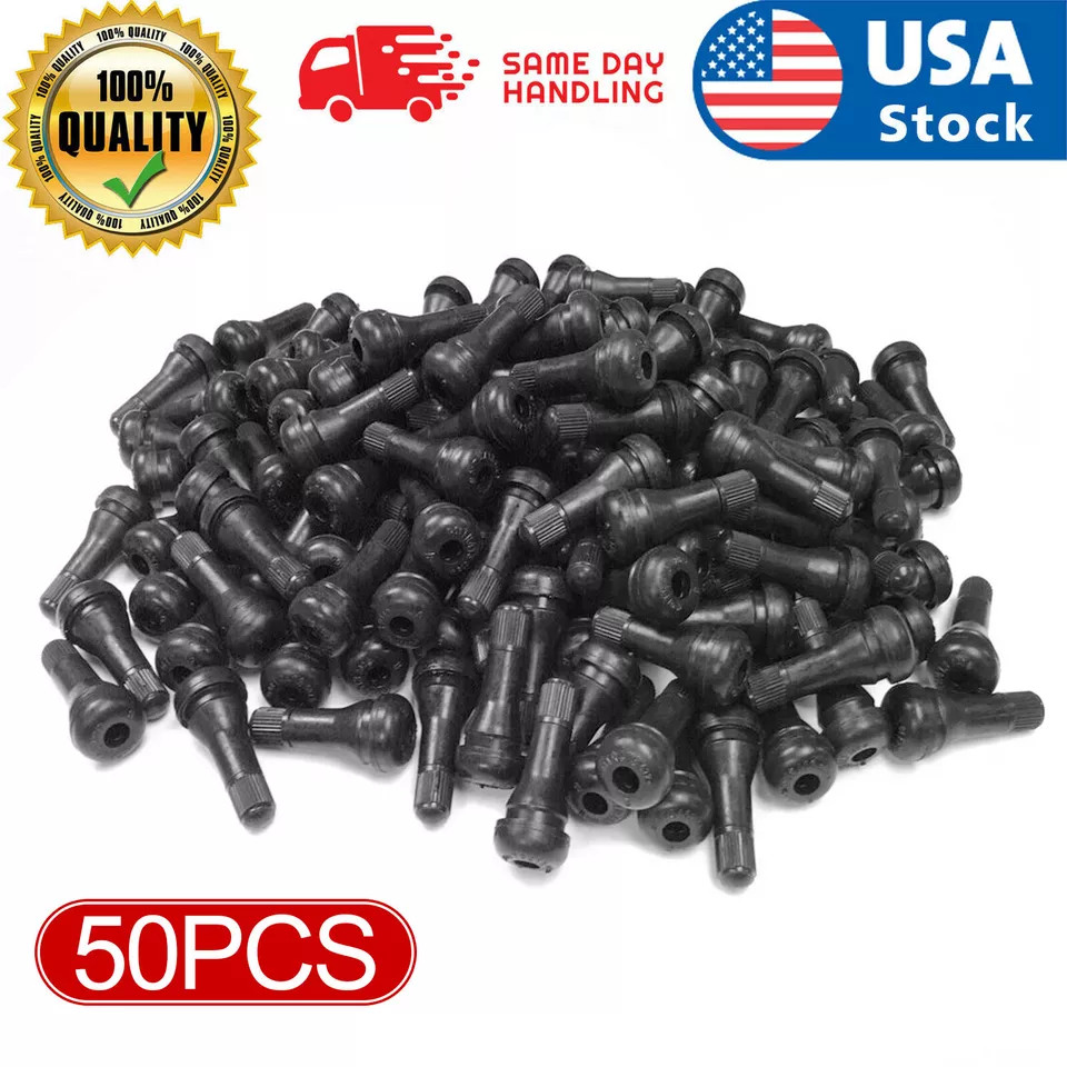 50pcs Car Auto TR 413 Short Rubber Tubeless Snap-In Tyre Tire Valve Stems Black