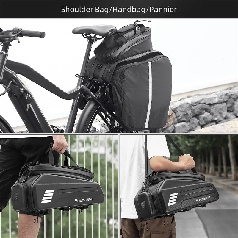 WEST BIKING E-Bike Battery Bicycle Pannier Waterproof Rear Rack Carrier Bag 20L