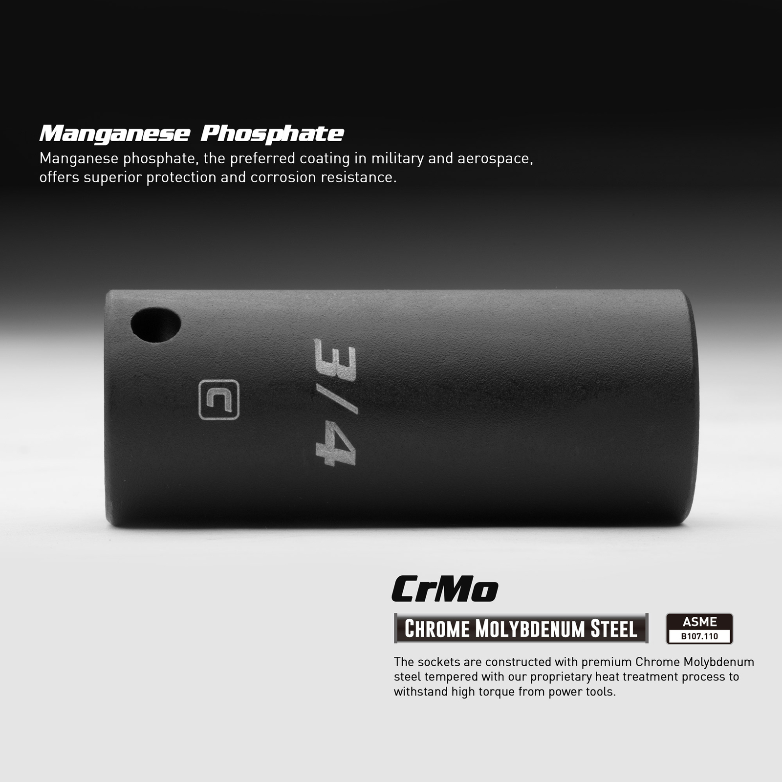 Capri Tools Shallow Impact Socket, 1/2 in. Drive, 6-Point, Metric 10 to 27 mm