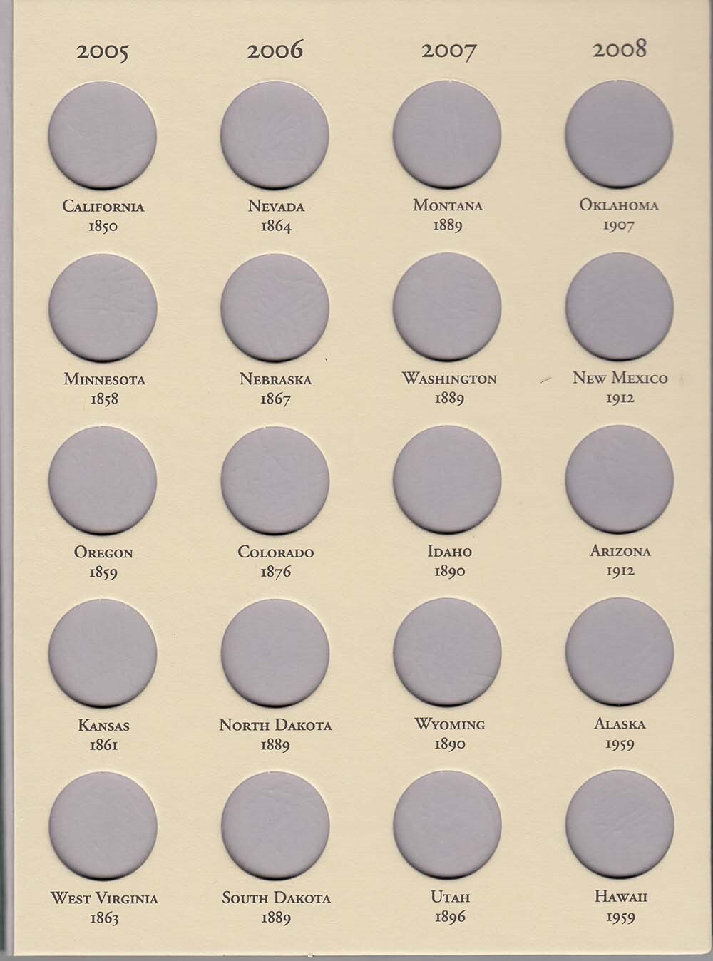 Littleton Coin Folder State Quarters 1999-2008 LCF3 Commemorative Date Set Album