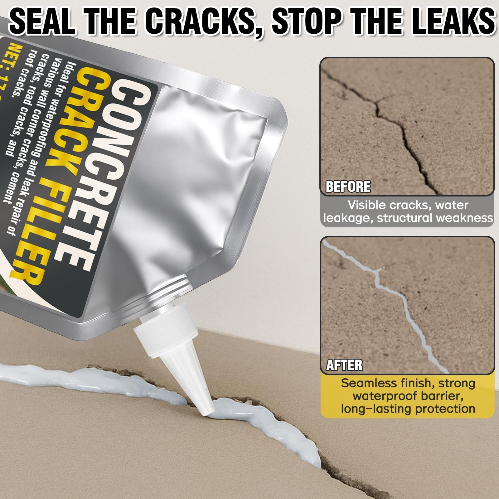 Self-Leveling Concrete Crack Filler High Elasticity Liquid Cement Repair Sealant