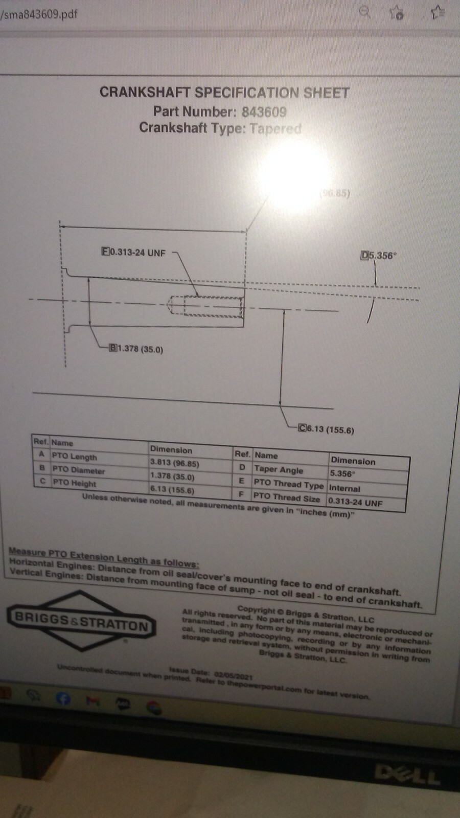 Crank shaft Adapter Taper to 1 1/8" In. 1/4 key Briggs & Stratton Vanguard 37hp