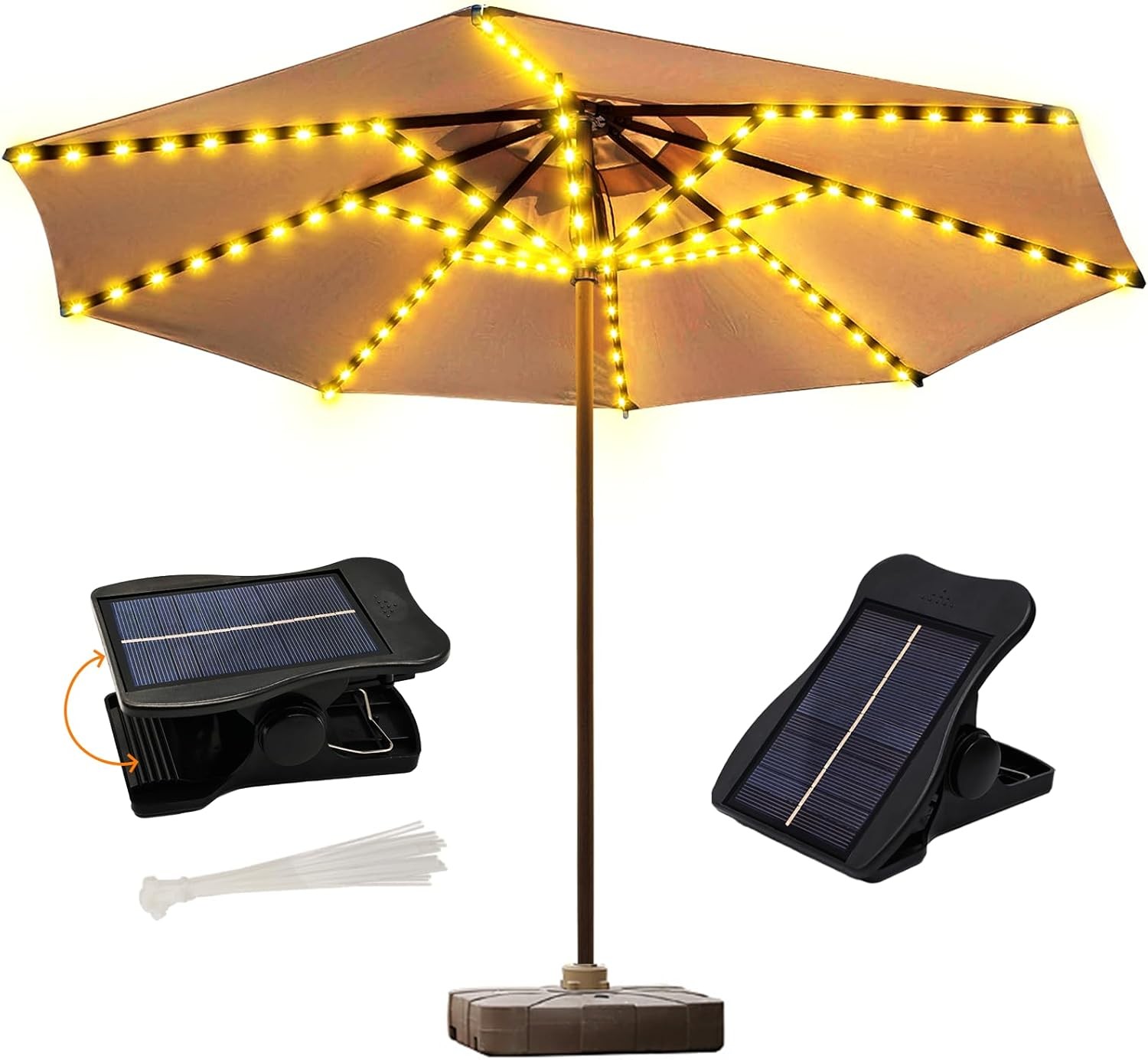 ZNYCYE Solar Umbrella Lights, 8 Strands Patio Umbrella Lights Outdoor with 8 Mod