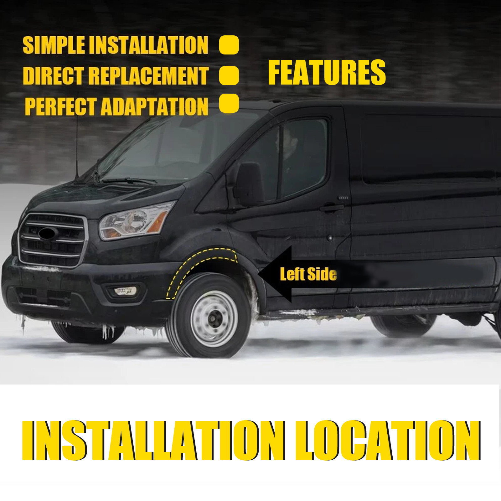 Front Wheel Arch Molding Flare Trim For Ford TRANSIT 150/250/350 HD 2015-24 2022