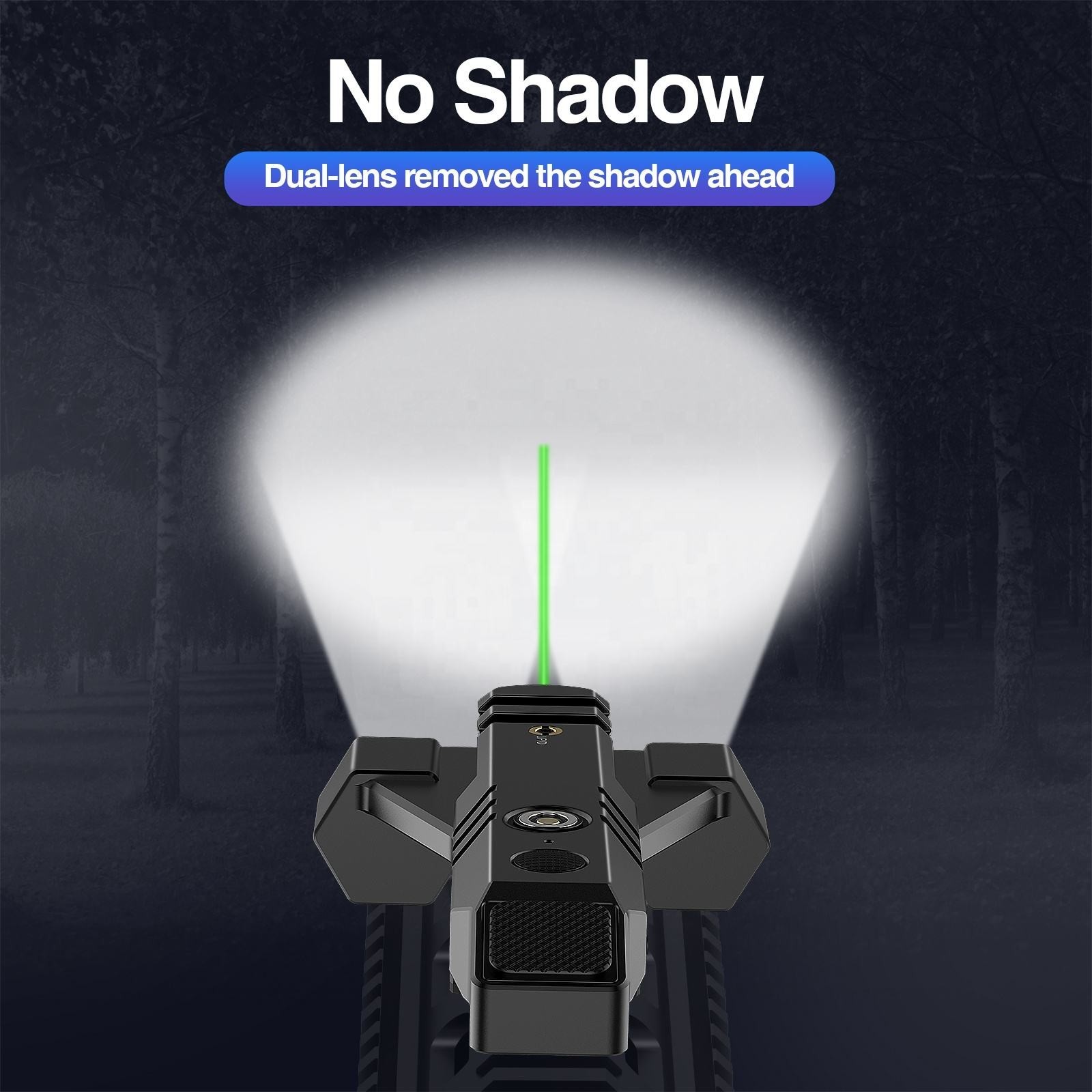 1450 Lumen Tactical Flashlight with Green Laser Beam Combo Low Profile Design