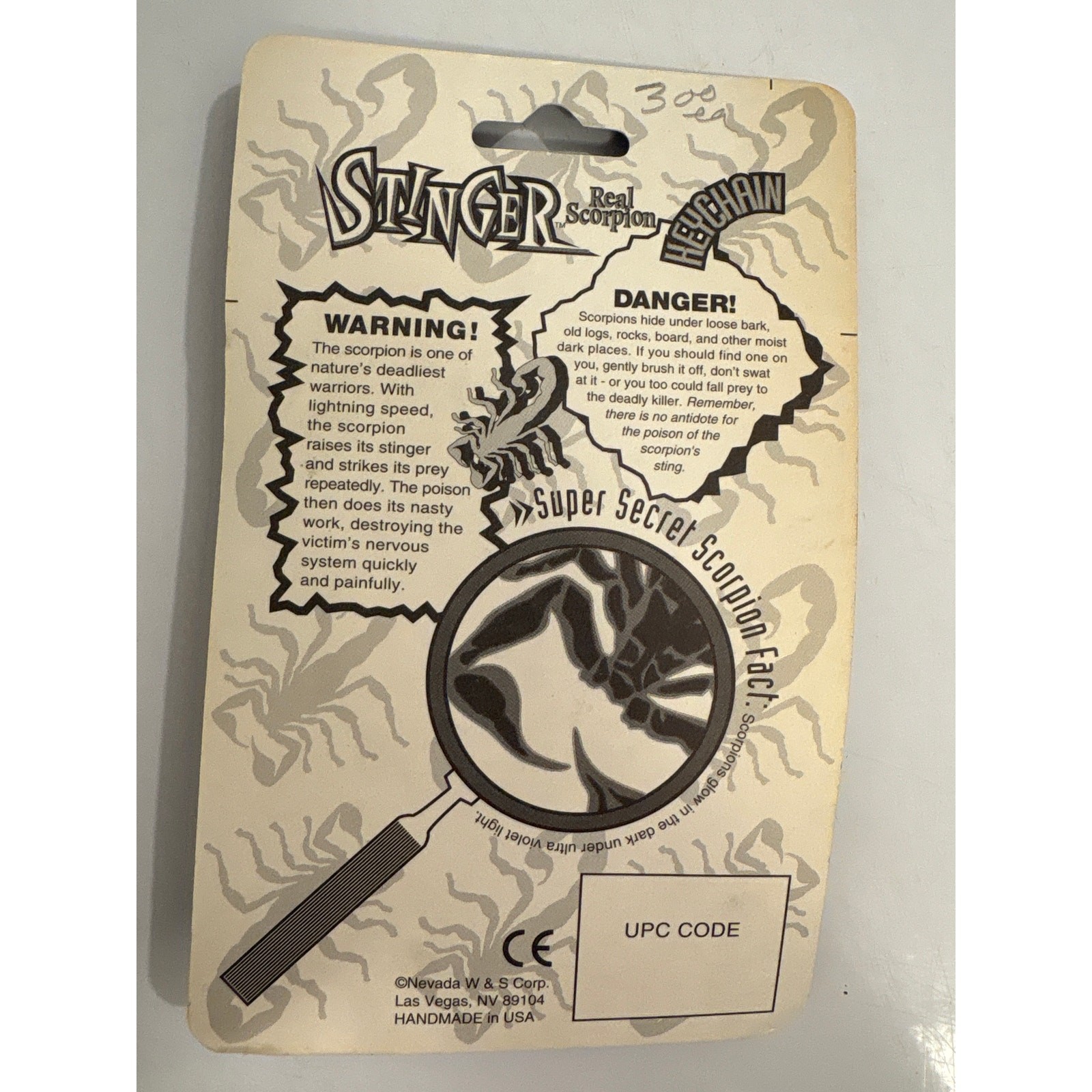 Stinger Real Scorpion keychain glows in the dark retro kidcore