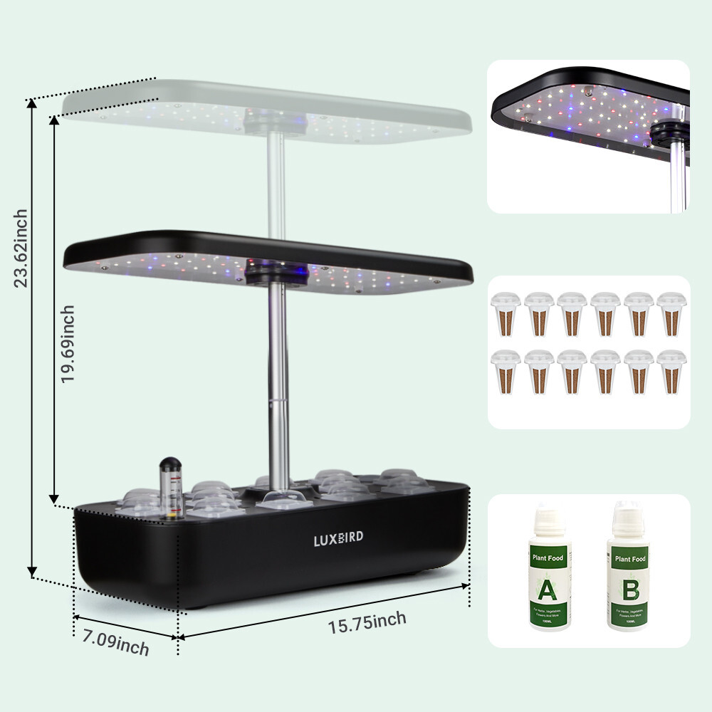 Hydroponics Growing System Indoor Herb Garden Starter Kit Plants Germination 36W