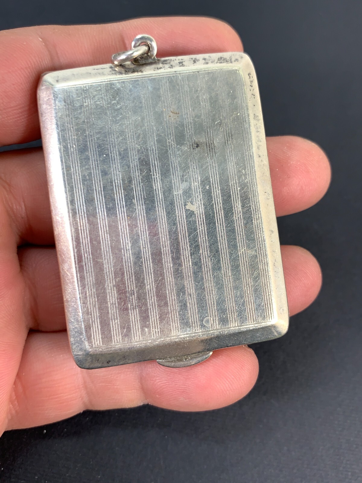 silver engine turned rectangular note/cigarette case, Birmingham 1925