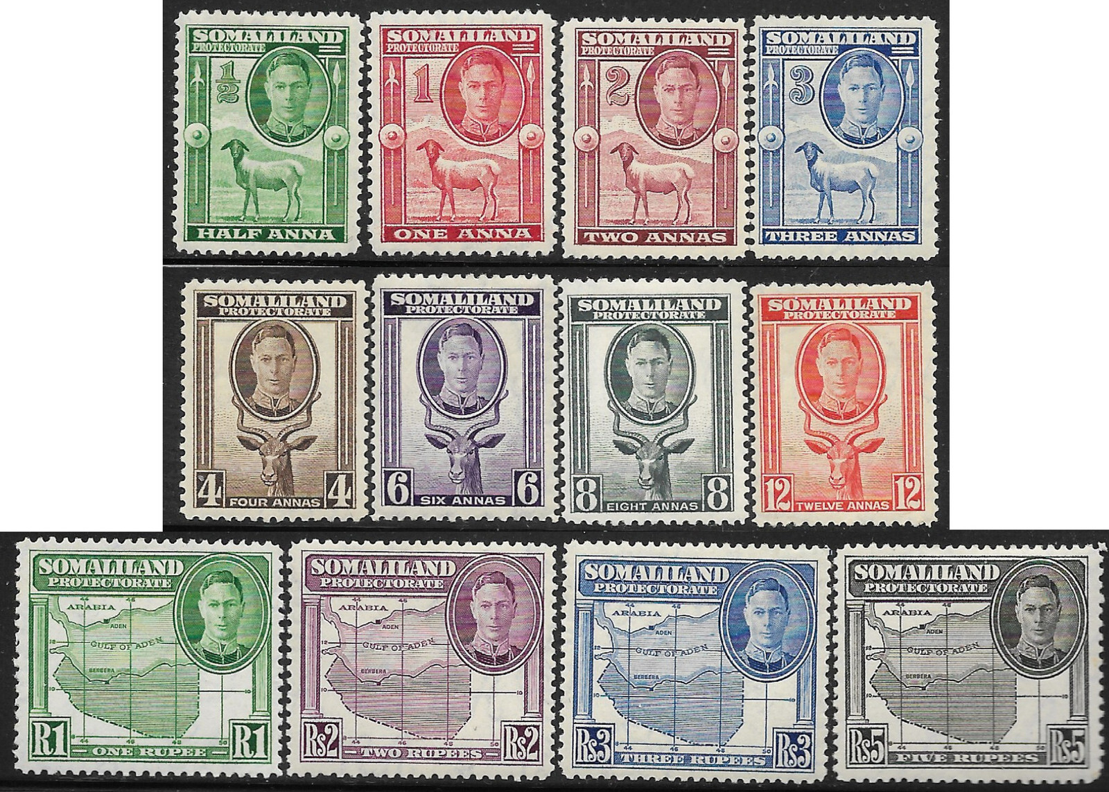 Somaliland Protectorate 1942 set sg 105-18 MH Pictorial Definitives