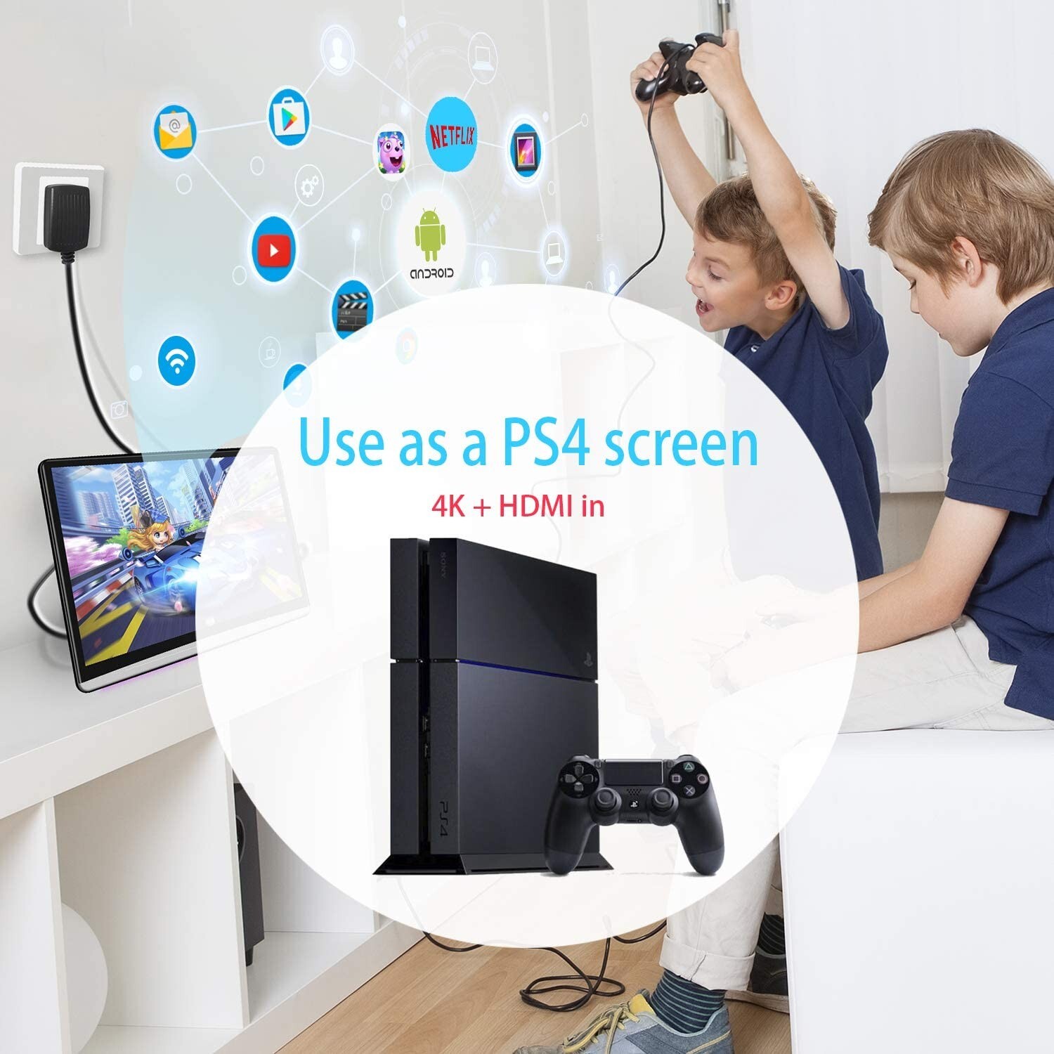 13.3 Inch Car Headrest Video Player with WiFi, Android 10.0, 4K,Netflix,YouTube