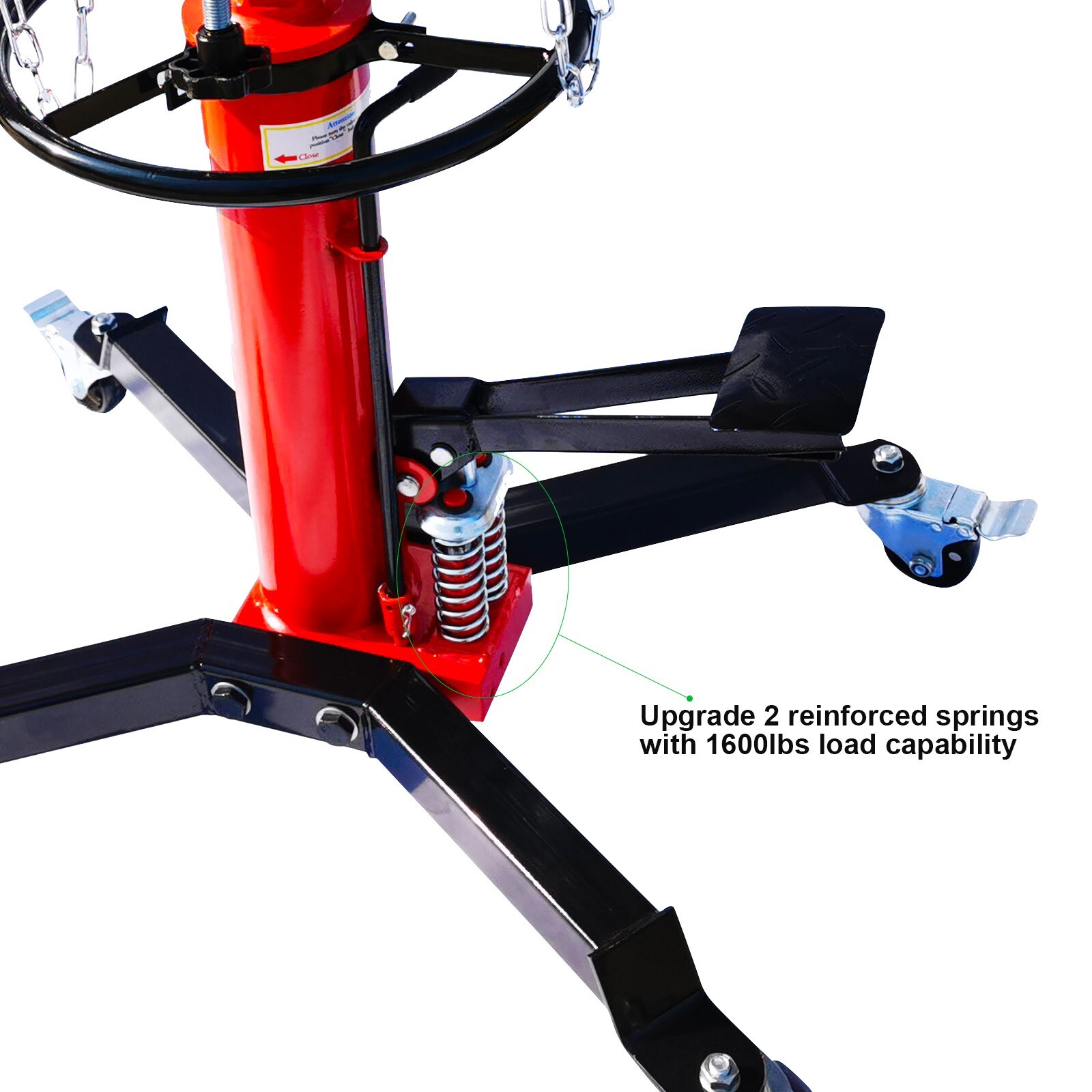 2 Stage Transmission Jack 2 Springs Load 1600lbs 360 Swivel Wheel W/ Brakes