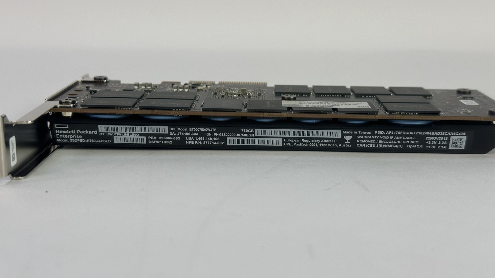 HPE Intel DC Optane P4800X 750GB NVMe PCIe x4 SSD WI AIC 878038-B21 30DWPD 41PBW
