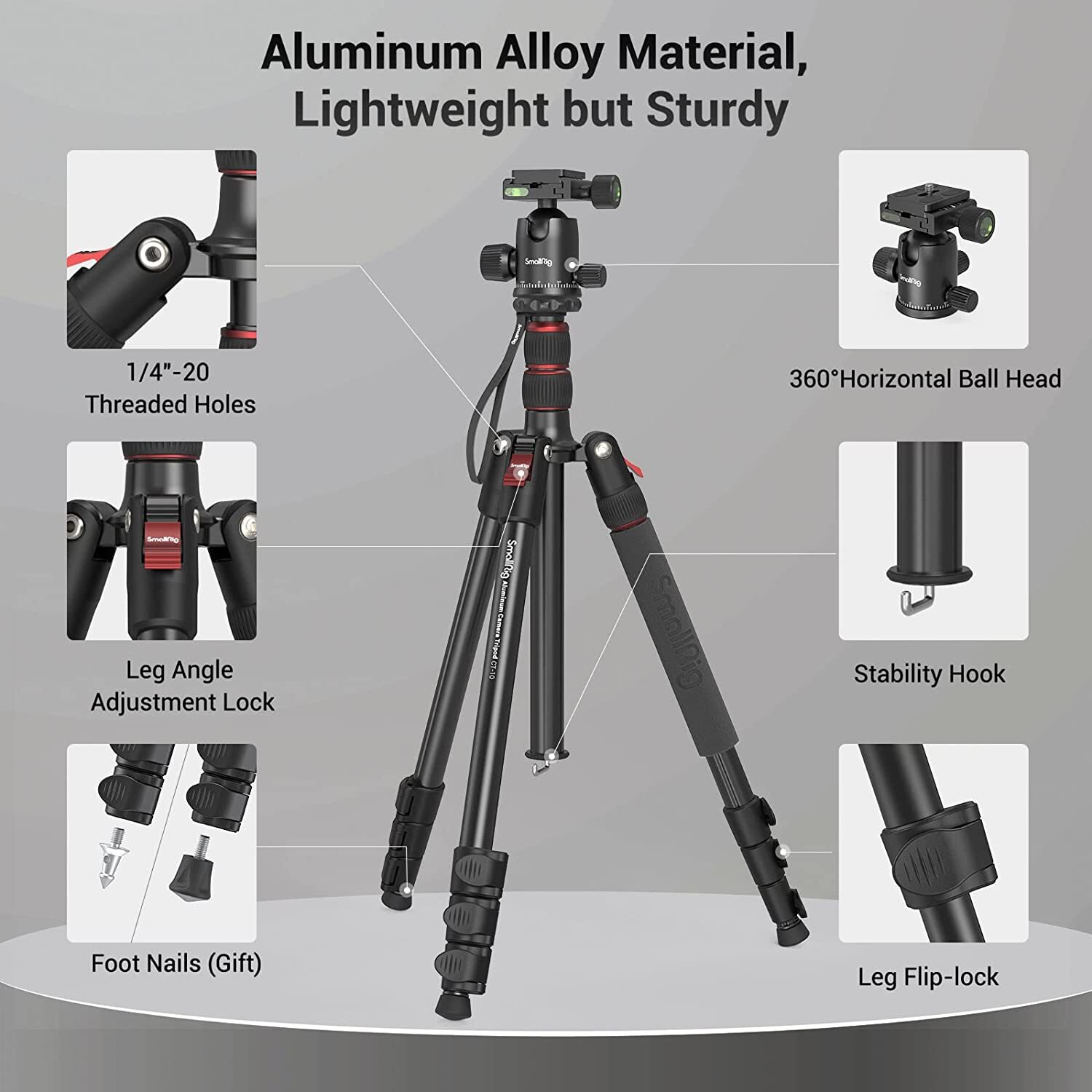 SmallRig 72" Camera Tripod Monopod with 36mm 360° Metal Ball Head 16-72 inches