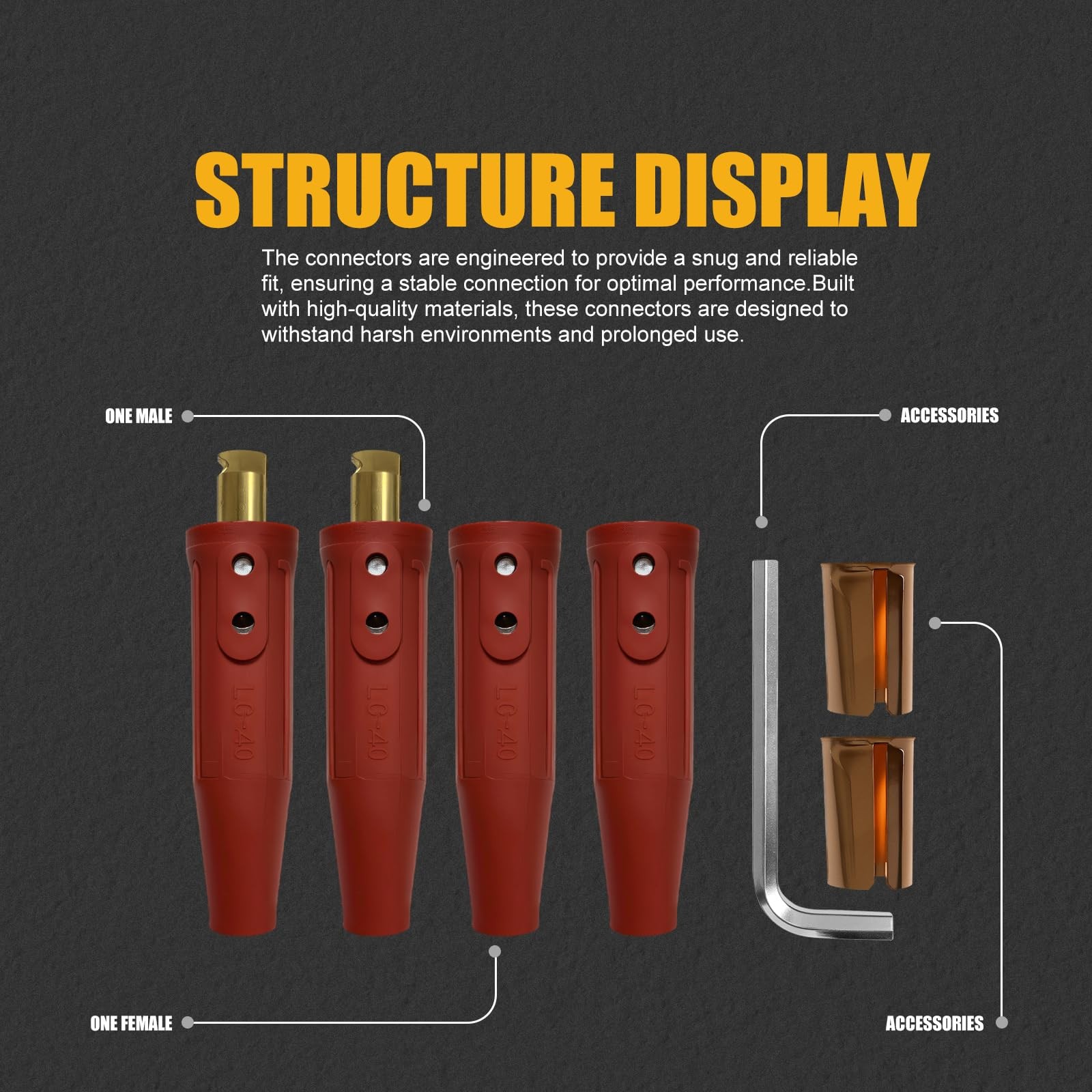 LC-40 PRO Welding Cable Connectors Set 4-Pack Red - Welding Accessories