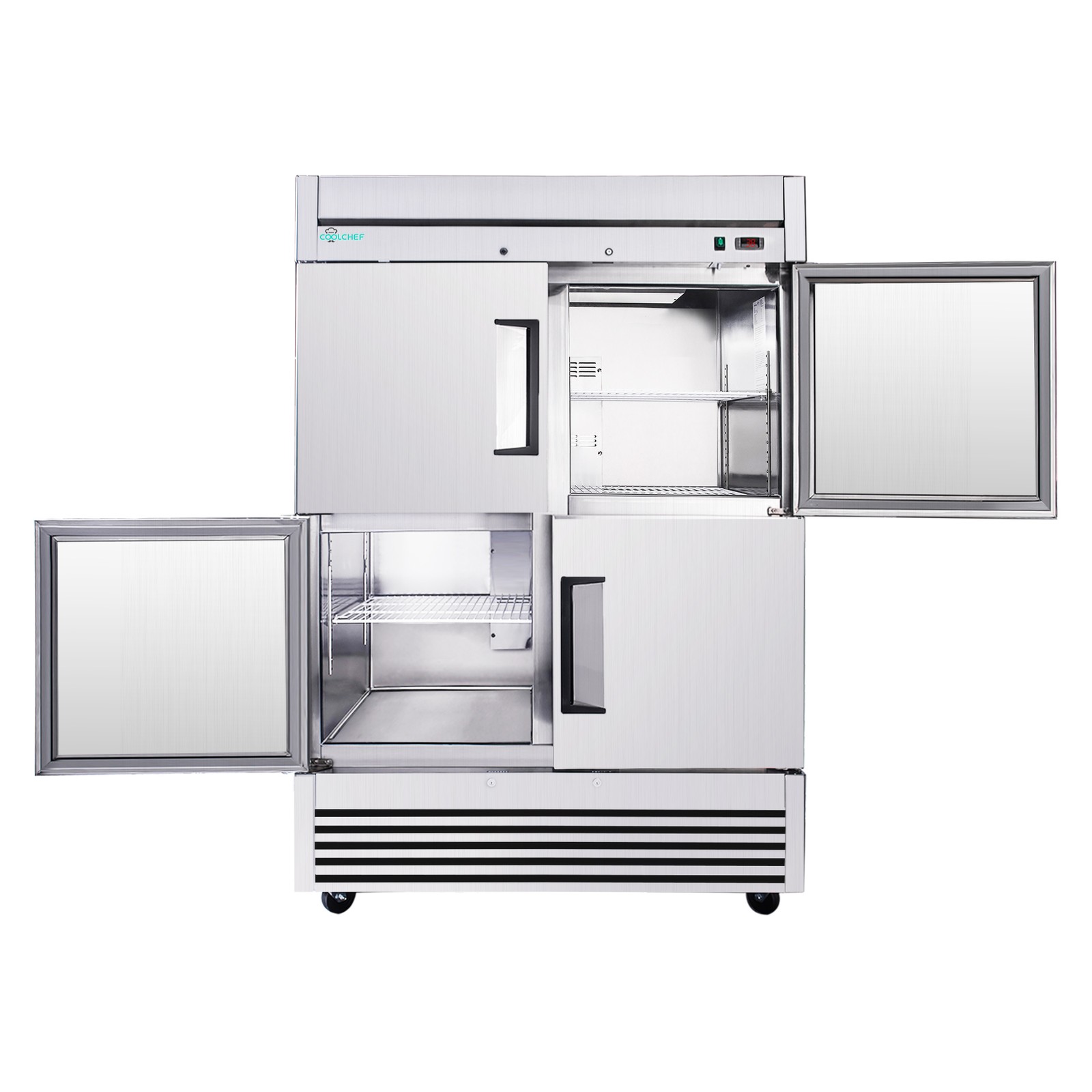 54"Commercial Freezer 49Cu.Ft 4 Door Stainless Steel -8~0℉ Air Cooling 6 Shelves