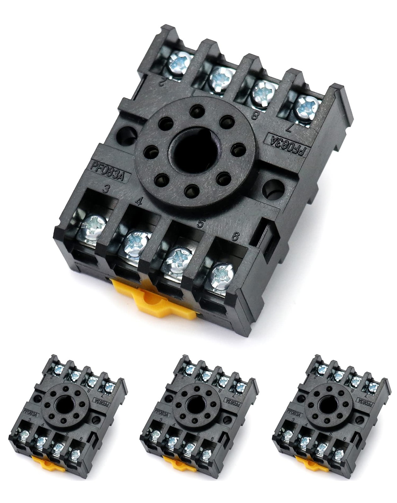 QWORK 8 Pins Relay Socket, 4 Pack 600 V 10 Amp Octal Socket with 4
