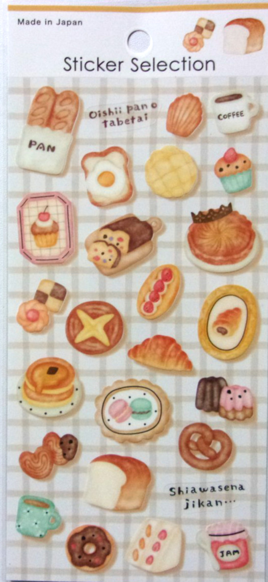 GAIA Bakery Bread PET Sticker Sheet Made in Japan Jam Coffee