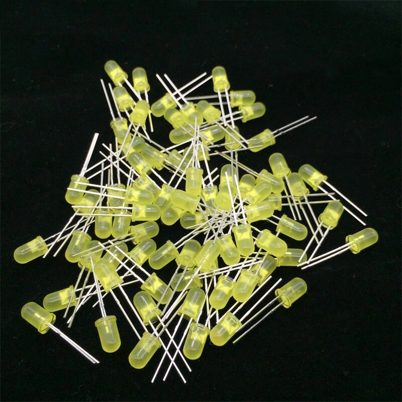 1000 Lot Single LEDs Round Top Diffused Light PCB Solder 5mm DC White/Red/Yellow
