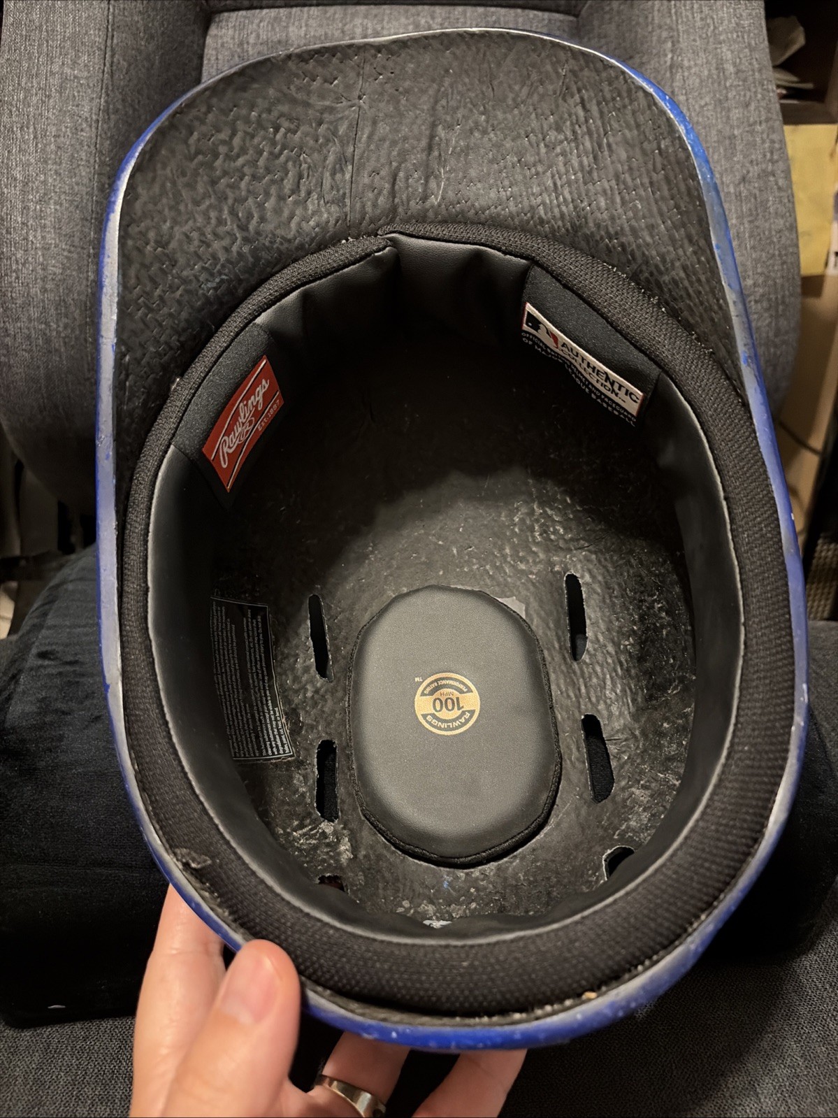 Rare Carson Kelly Chicago Cubs Used Cubs Catching Helmet Skull Cap