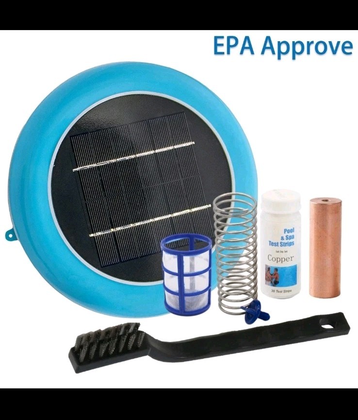 Solar powered Pool Ionizer Kills Algae Reduces Chlorine,Covers up to 35,000 gal