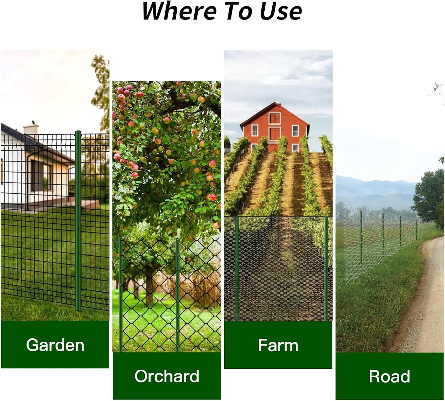 4-5-6-7 Feet Pack of 10 Heavy Duty Garden Metal Steel Fence Posts with U-Channel