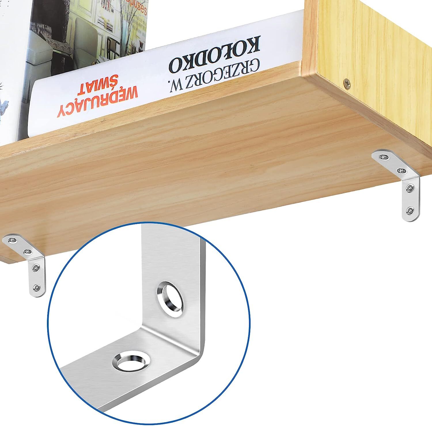 1.5" L-Shaped Bracket Corner Brace Stainless Steel Bracket Right Angle w/Screws