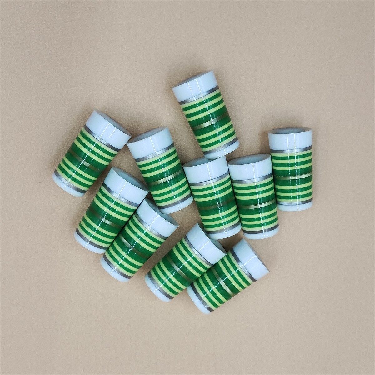 10pcs 9.2*25*13.7mm Green/Yellow Stripes Golf Iron Ferrules Tip .370 Ferrules