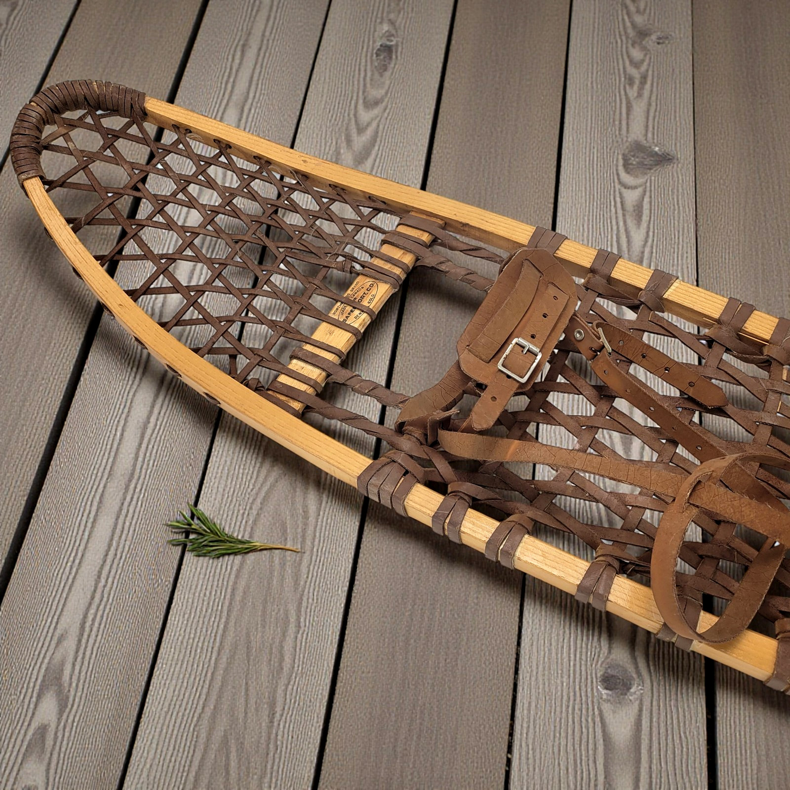 Vintage Snowshoes Northwoods Brand Made In Canada 56" x 10" Safesport Denver CO.