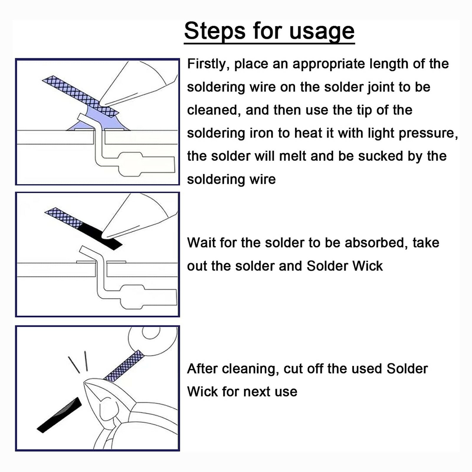 1 PCS 5ft 3.0 3.5mm Desoldering Braid Solder Remover Sucker Flux Wick Cable Wire
