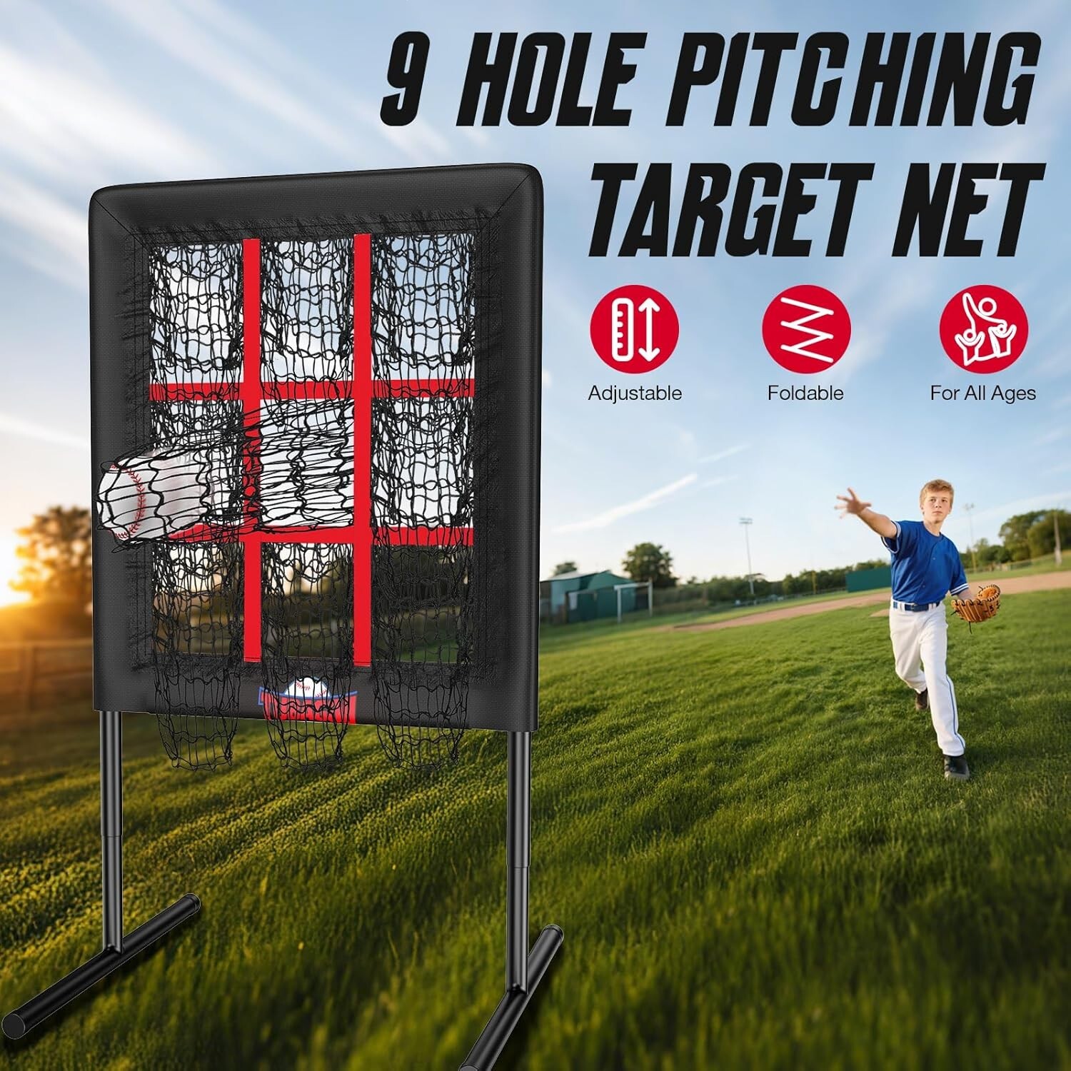 9 Hole Pitching Net Pitching Target Pitchers Net Baseball Trainer