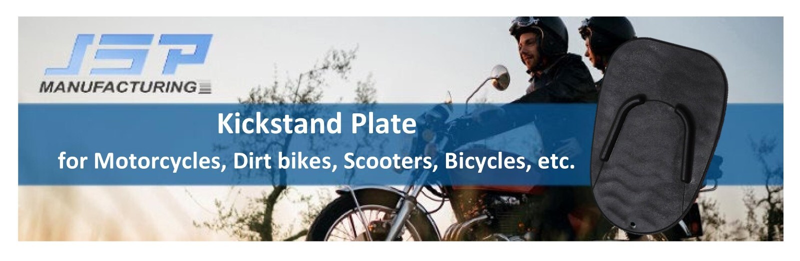 Motorcycle Kickstand Pad Plate Biker's Kick Stand Black Harley Honda Plastic