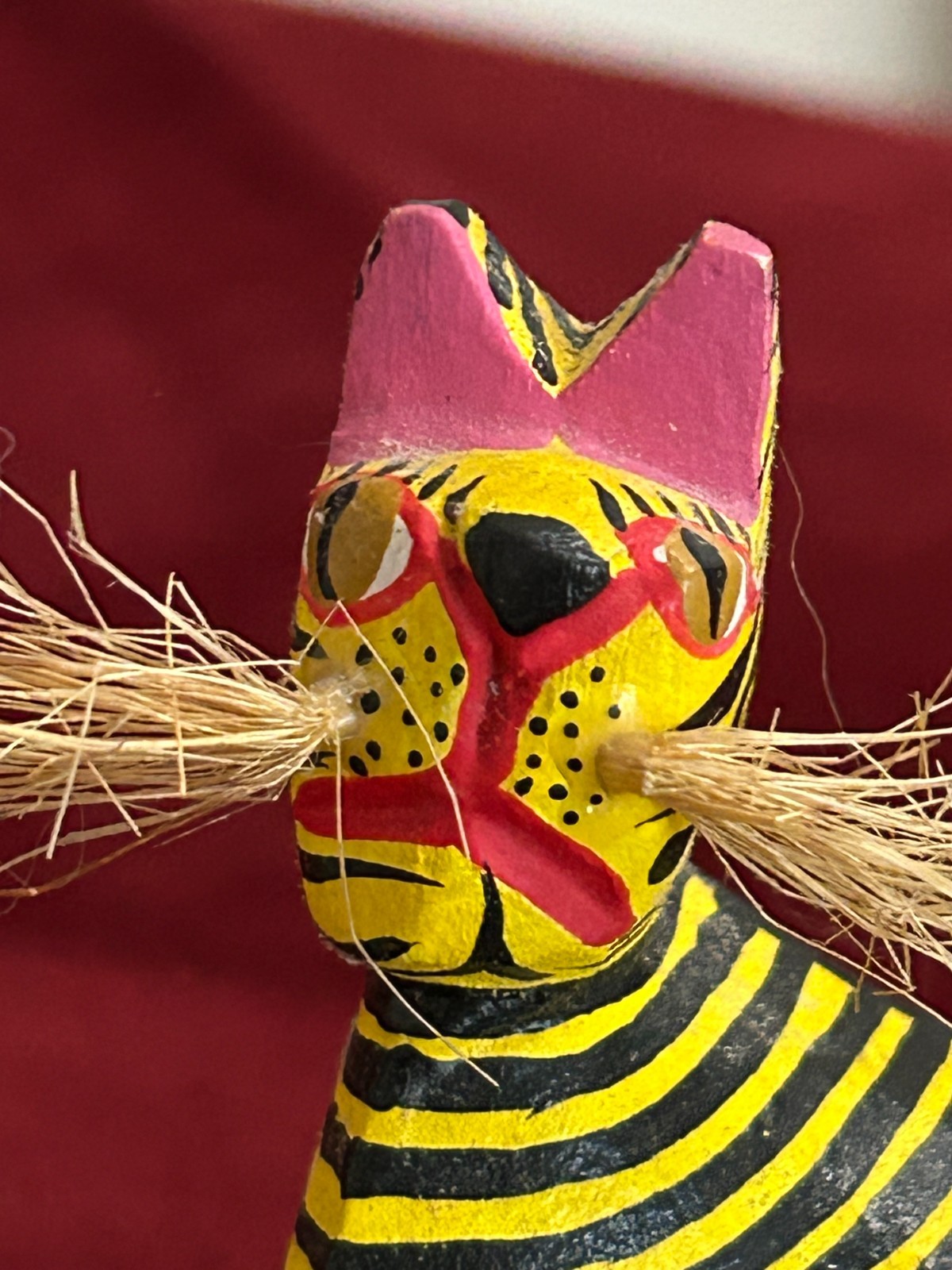 VTG Francisco Melchor Hand Carved Wood Yellow Cat or Tiger Folk Figurine Mexico