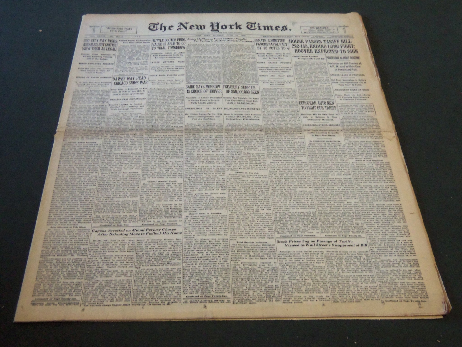 1930 JUNE 15 NEW YORK TIMES - AIMEE MCPHERSON FACES CUSTOMS PENALTY - NT 5716