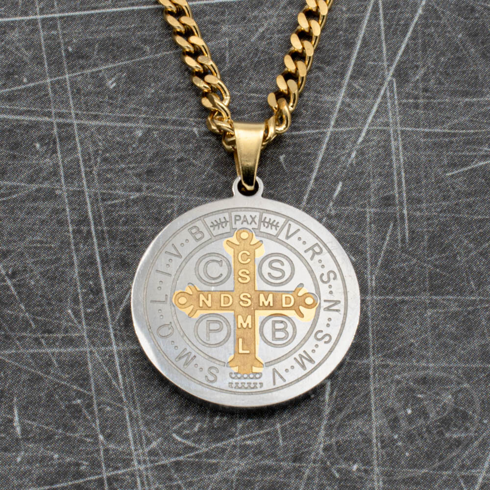 Limited Edition High Quality Stainless Steel Saint St Benedict Pendant Necklace
