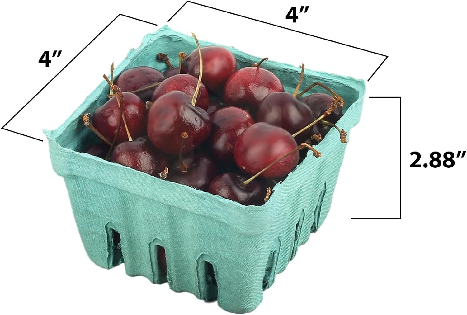MT Products 1 Pint Green Pulp Vented Berry Produce Baskets - Pack of 15
