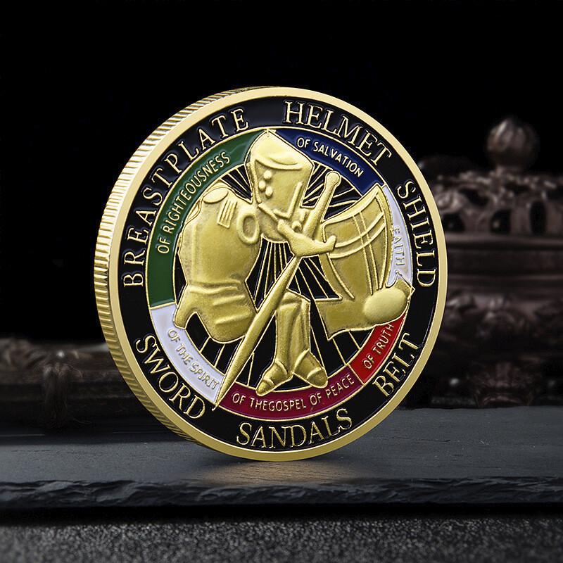 24PCS Put on the Whole Armor of God Commemorative Gold Challenge Coins Gift