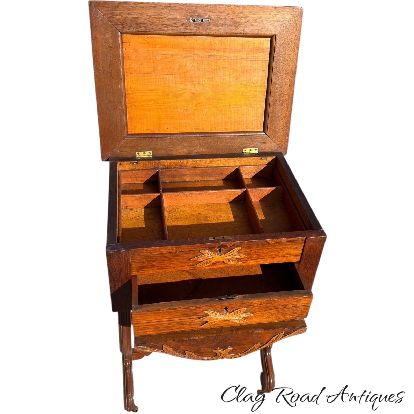 Antique Rosewood victorian sewing stand table work transitional 1870 classical