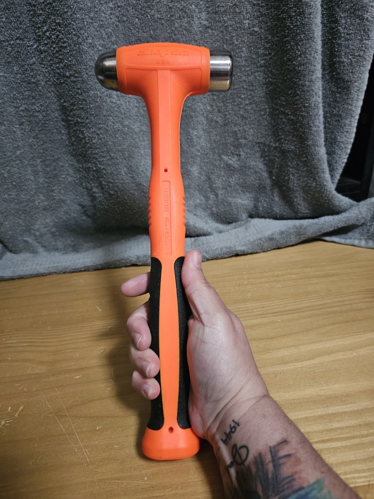 Snap On Tools Hbbd16o 16oz Dead Blow Ball Peen Hammer Orange Soft Grip