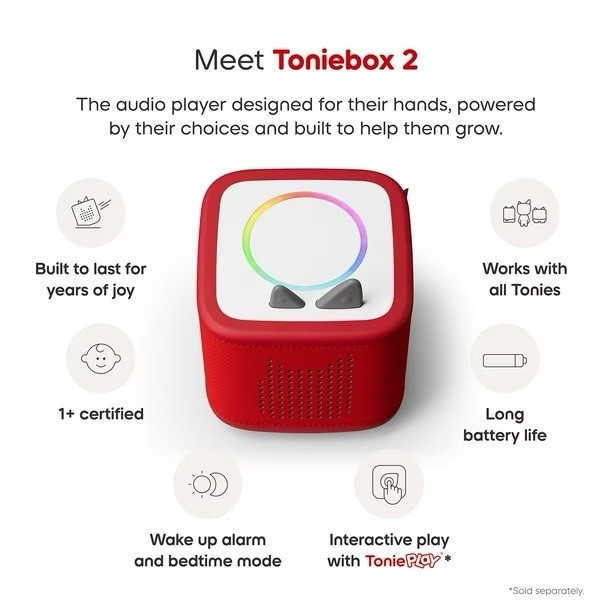 Tonies Disney Toniebox 2 Bundle-Red With 6 Tonies Characters-Brand New Sealed