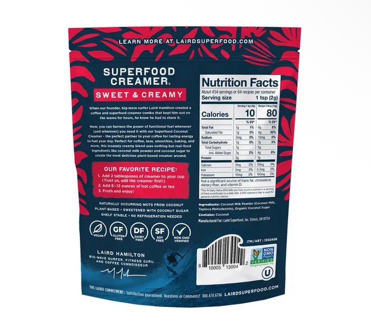 Laird Superfood Creamer Original 32 oz – Non-Dairy Coffee Creamer with Superfood