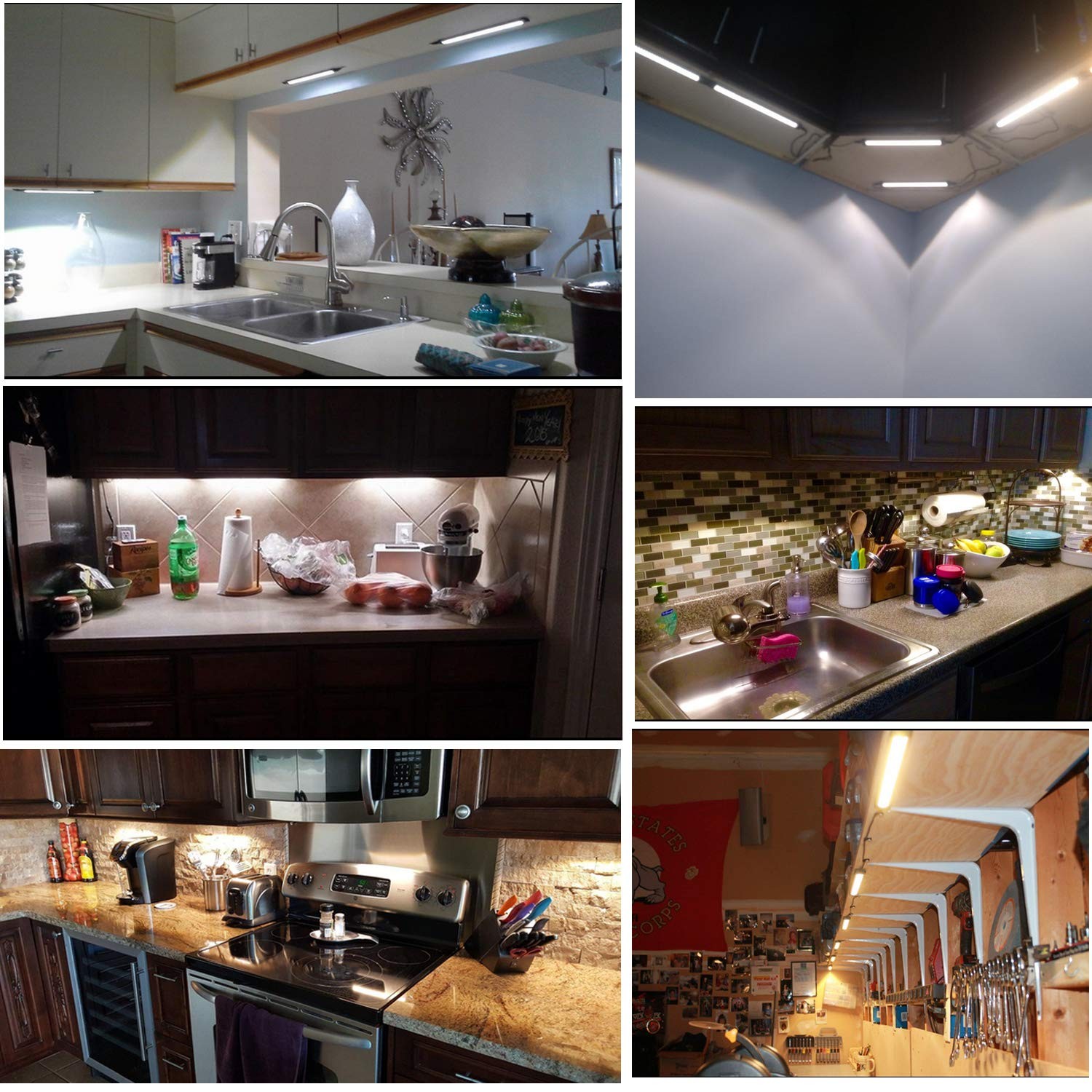 LED Under Cabinet Lighting Plug in, Dimmable Under Counter Light Rigid Bar 12V
