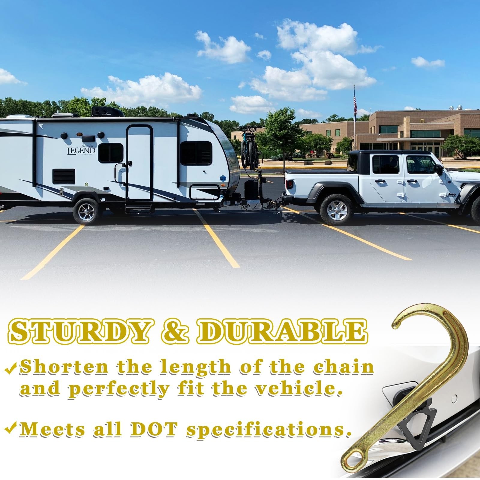 JMIATRY 2 Packs 15 inches J Hooks Towing G70 Steel Heavy Duty Towing J Hook Y...