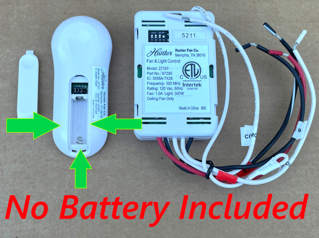 Hunter Wireless Ceiling Fan and Light Remote Control, 27157