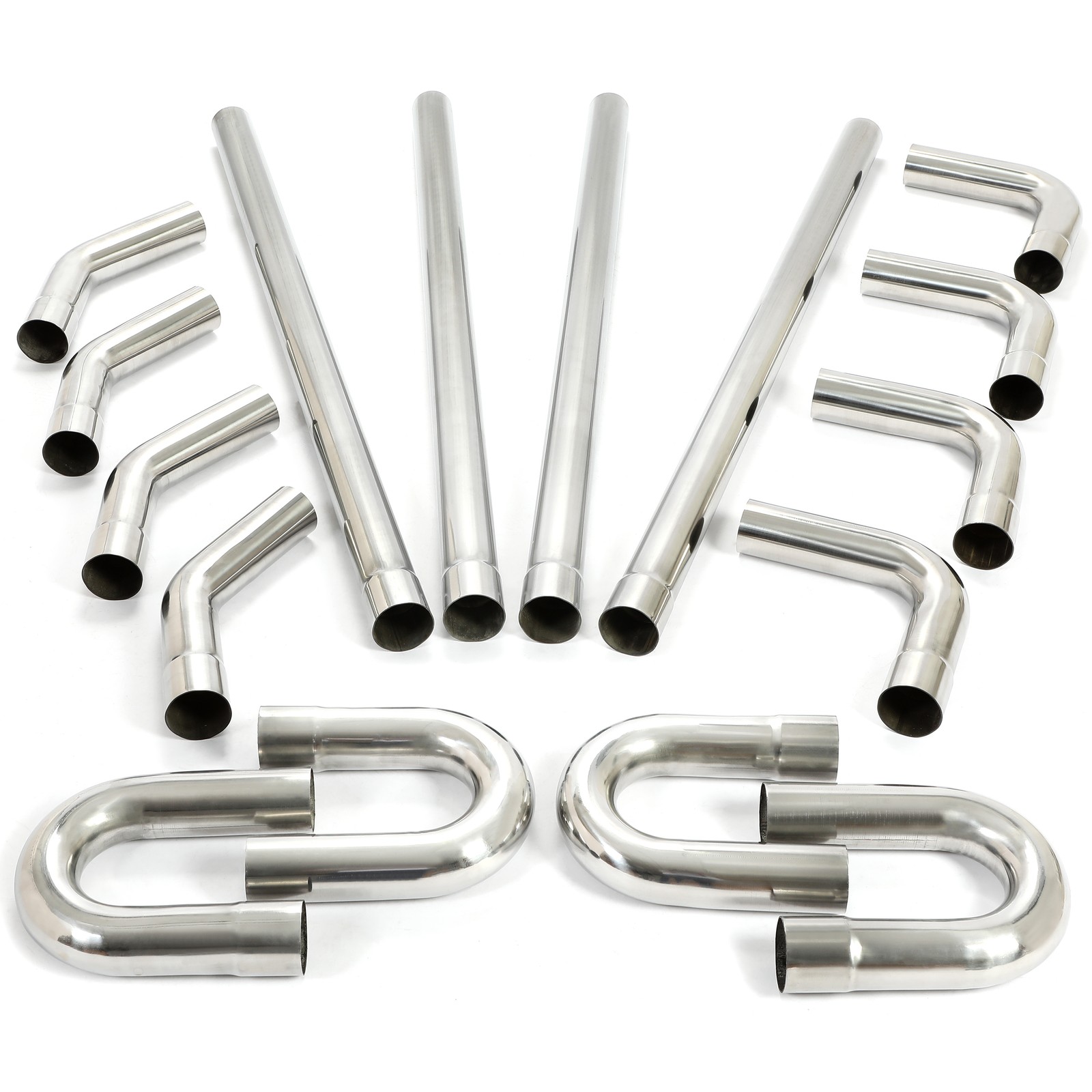 2.5” Inch Custom Exhaust Tubing Mandrel Bend Pipe U-Bend 90 Degree Kit 16 Pieces