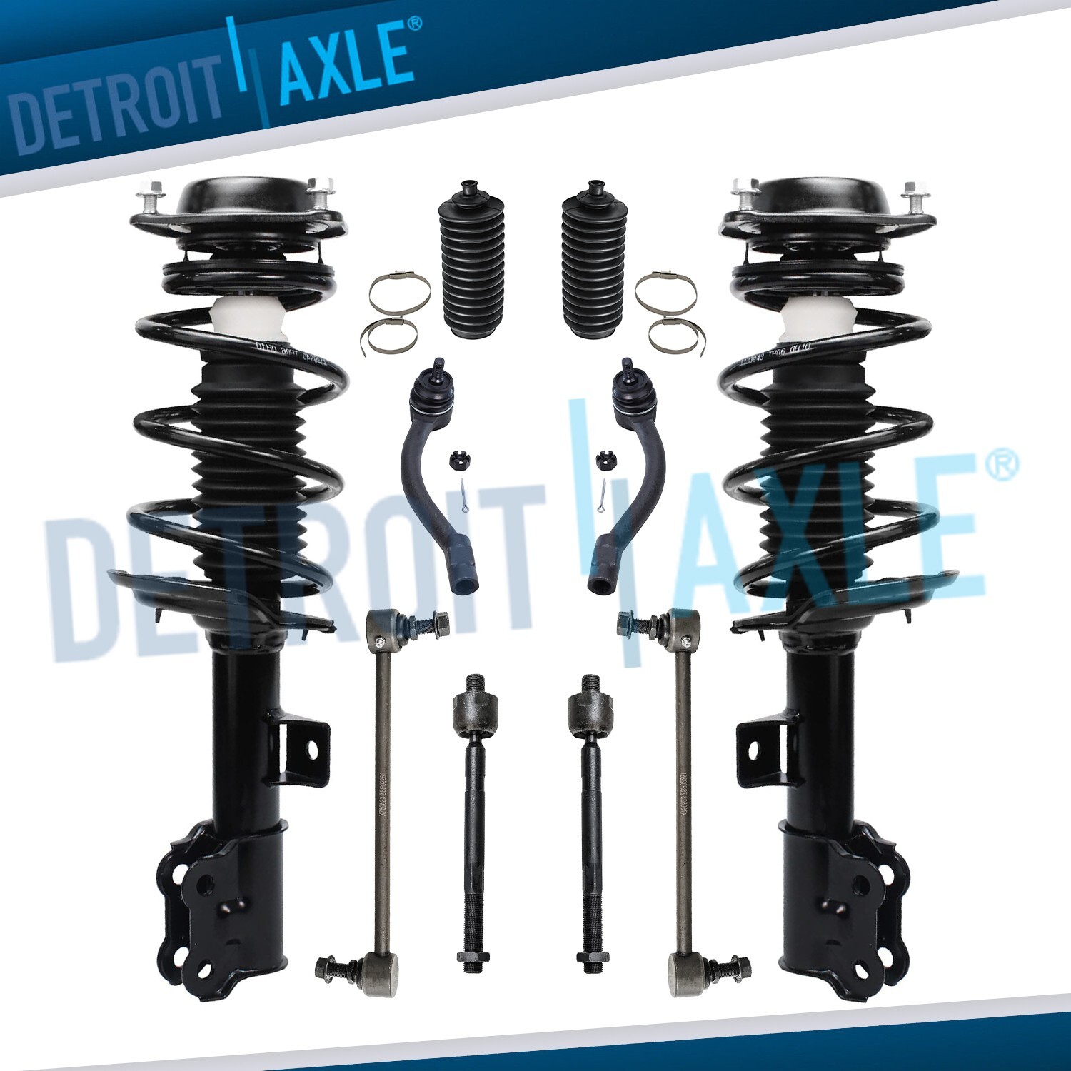 Front Struts w/ Coil Springs Sway Bars Tie Rods for 2011 - 2016 Hyundai Elantra