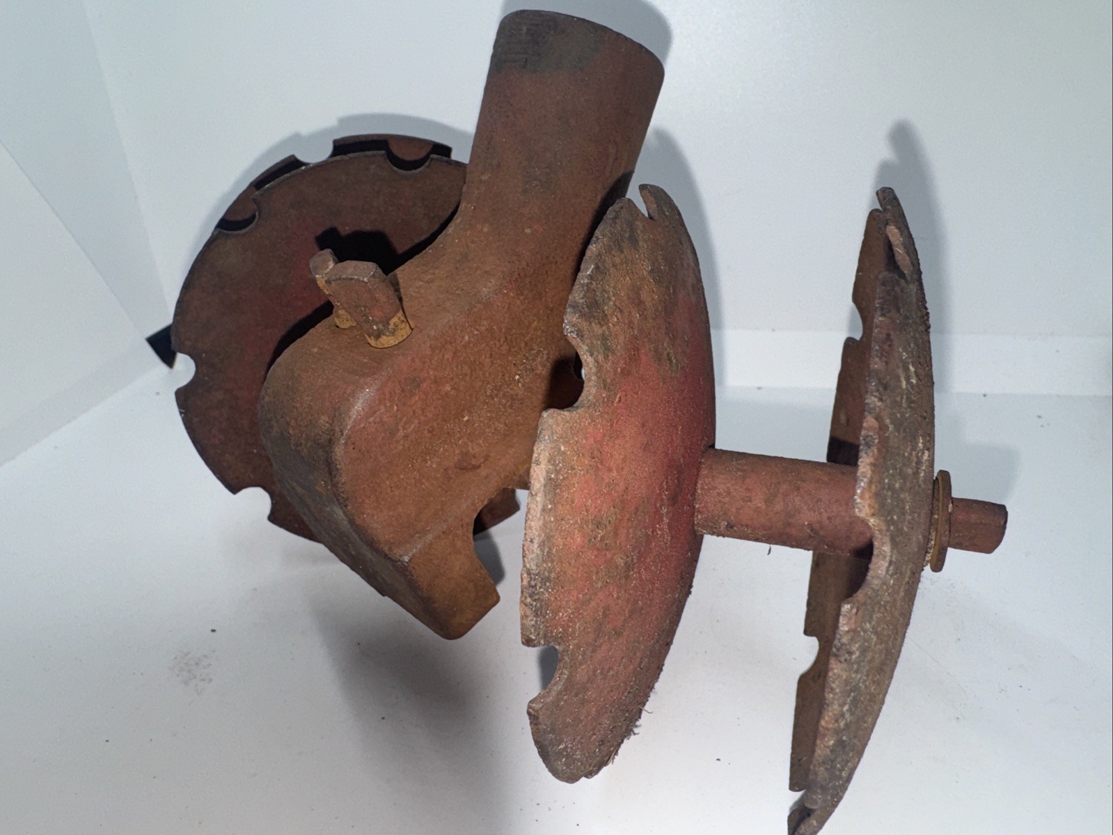 Vintage Cast Iron 4-Disc Garden Harrow Cultivator Attachment - Rustic Farm Tool